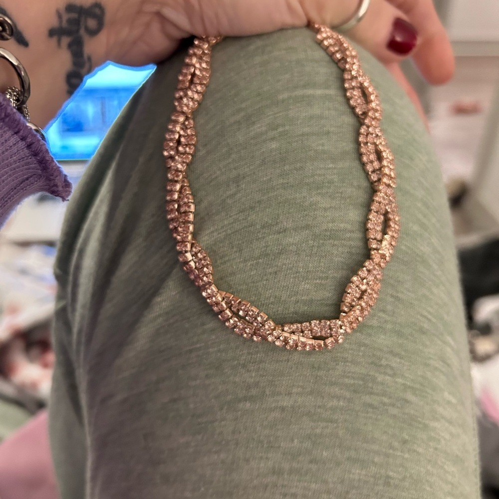 NWT BAR together forever necklace in the highly coveted, metallic creamsicle.